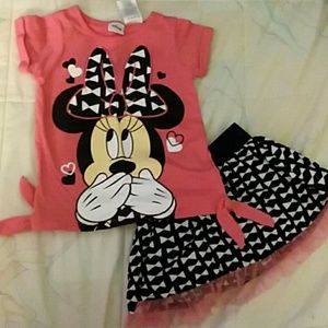 Minnie Mouse 3t matching shirt and skort